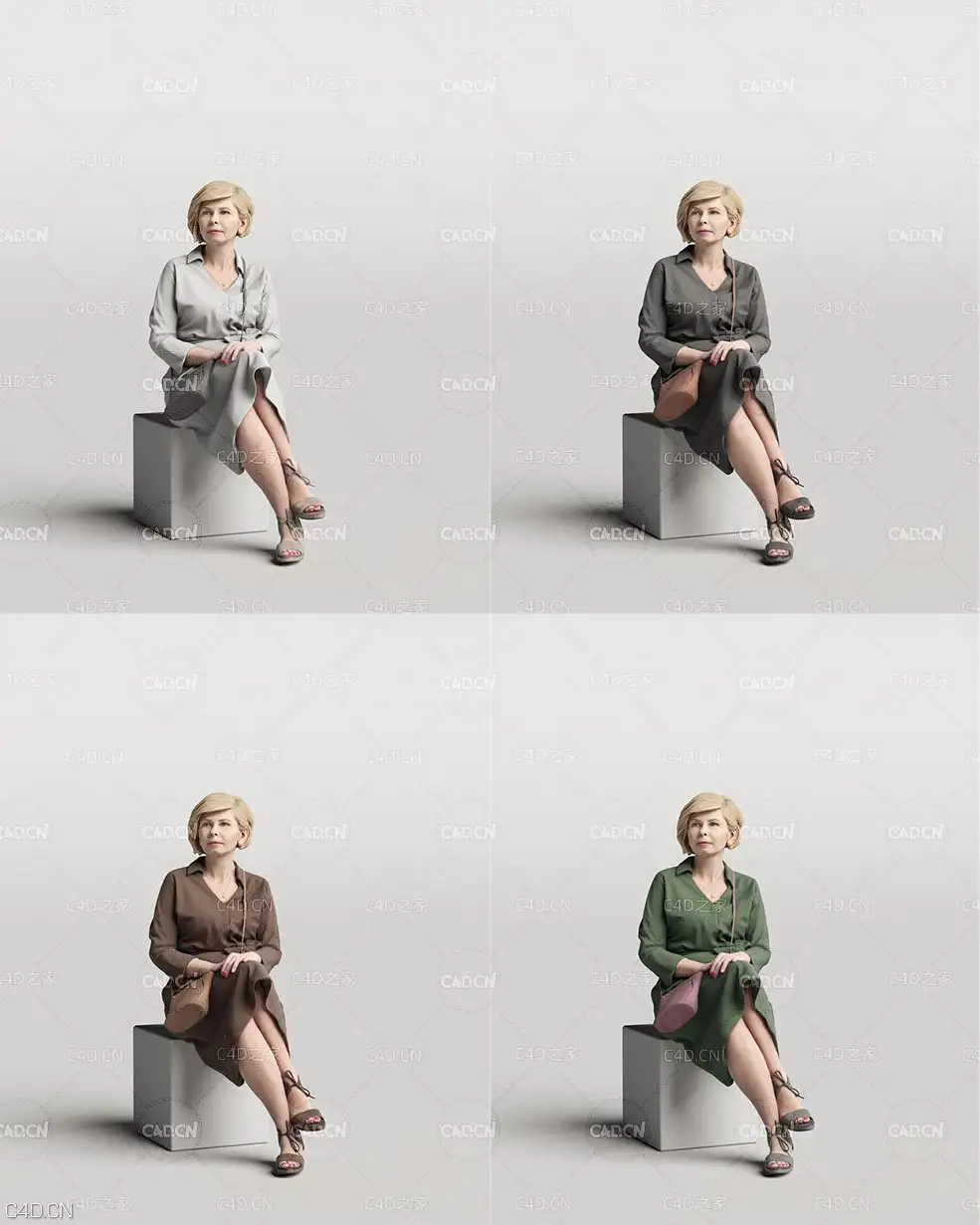 挎着包坐着说话的国外女人3D扫描人物 Elegant woman sitting nad talking 3D model