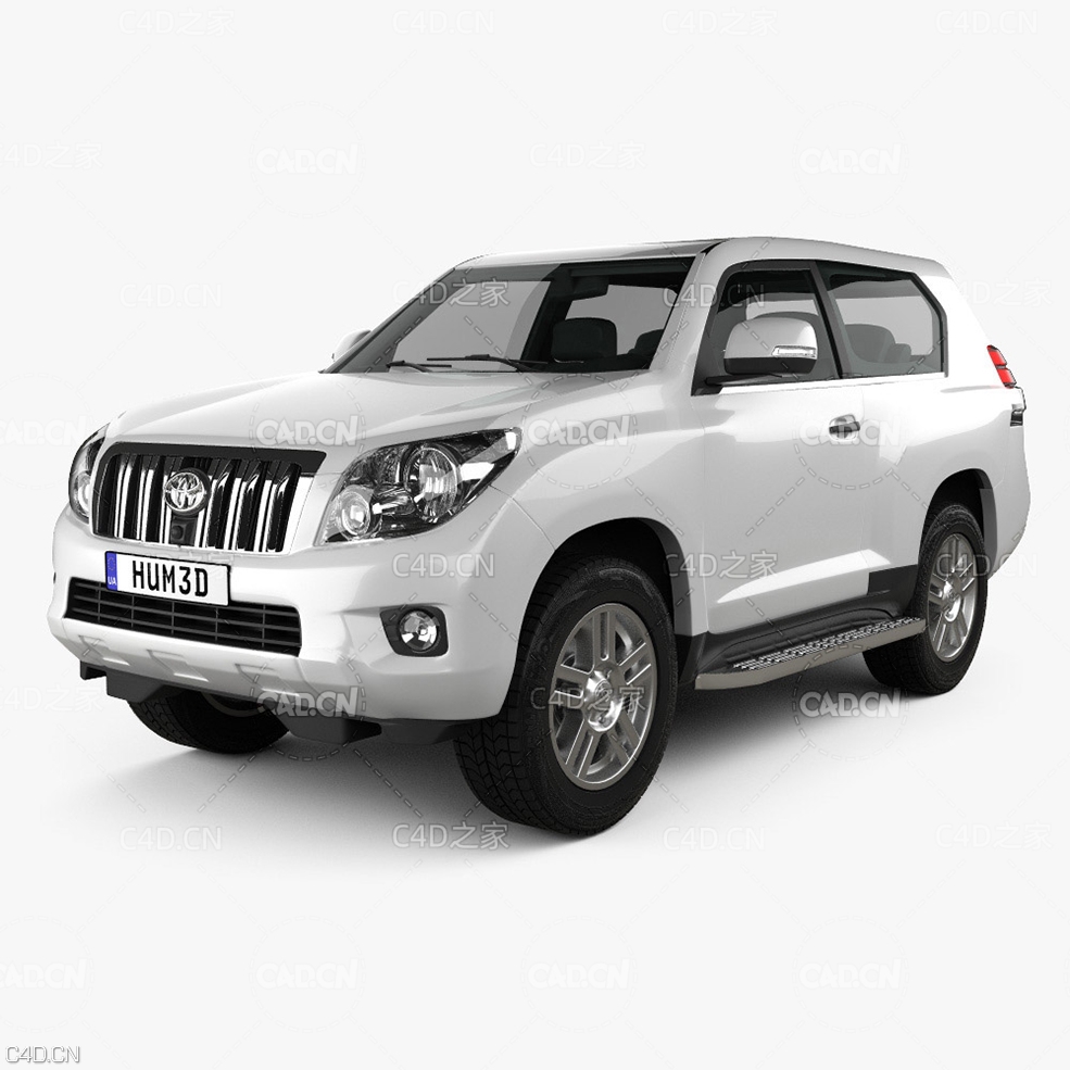 丰田越野车普拉多 丰田普拉多汽车C4D模型 Toyota Land Cruiser Prado 3-door