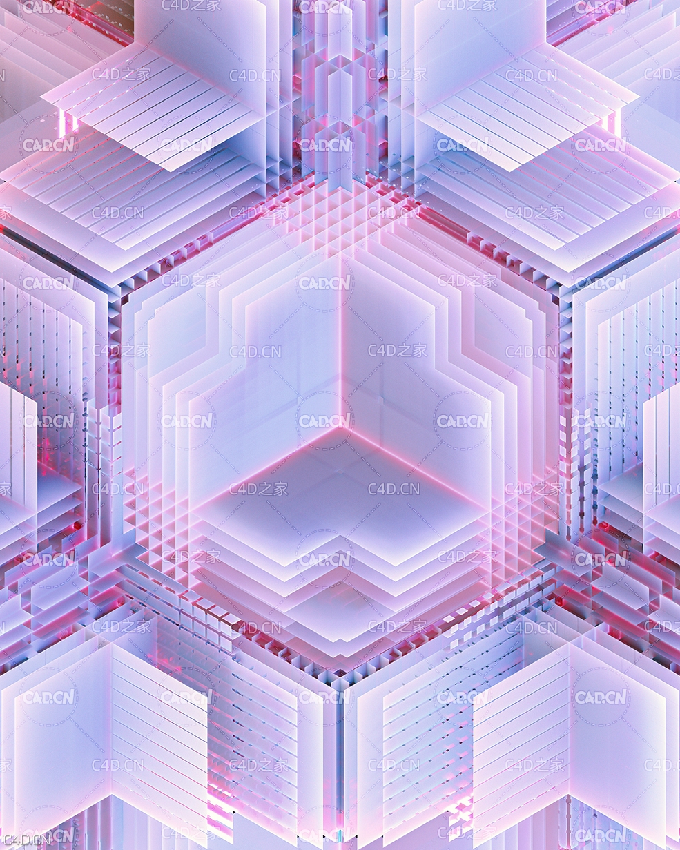 C4D Redshift工程：交错的科幻3D立体图形 Platform