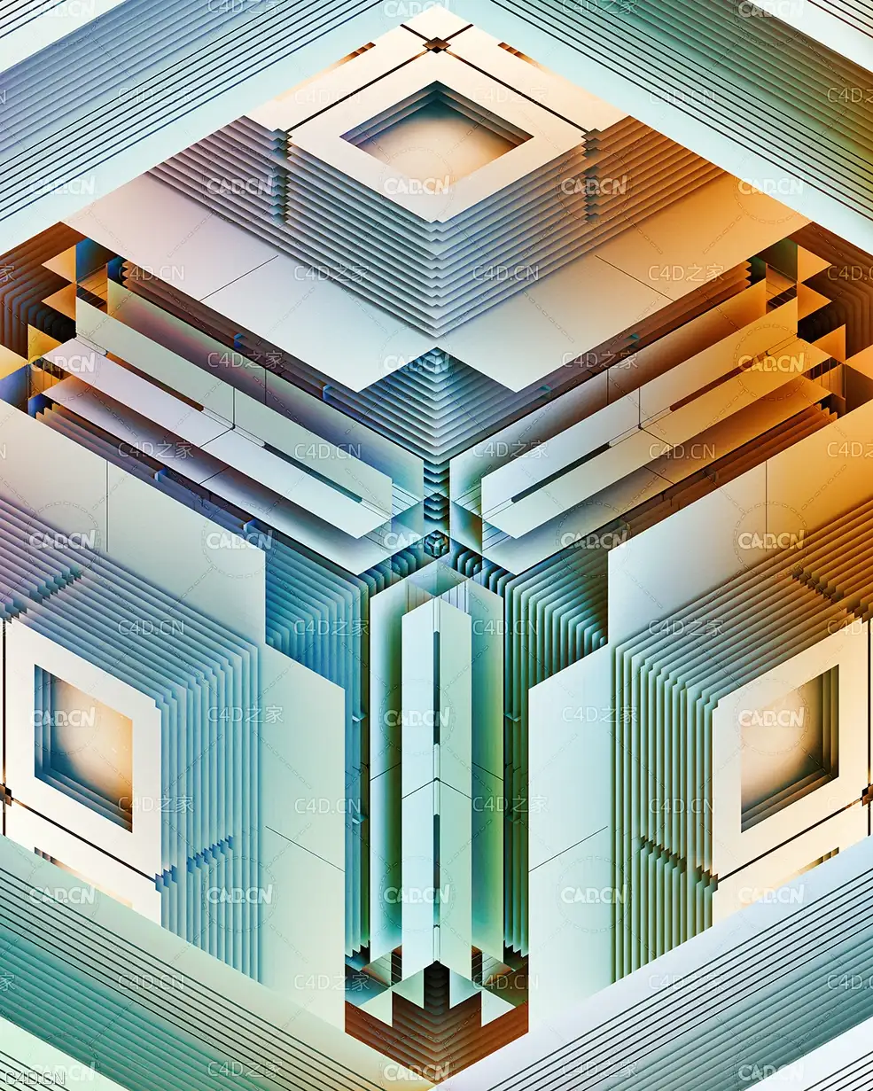 C4D Redshift工程：层叠三维立体图形 Extrude