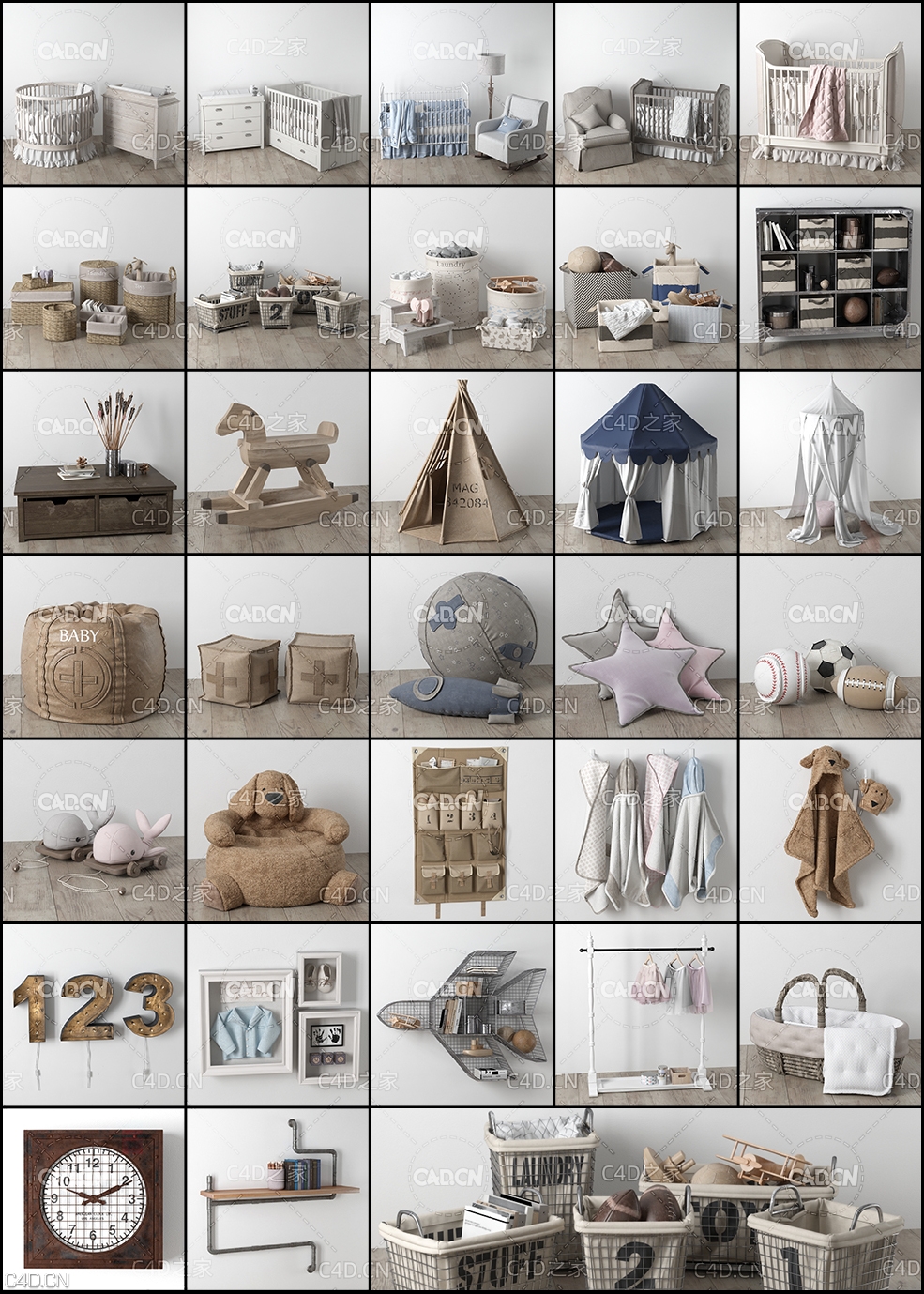 32个婴儿房间床玩具 儿童用品模型合集 Evermotion – Archmodels Vol.189