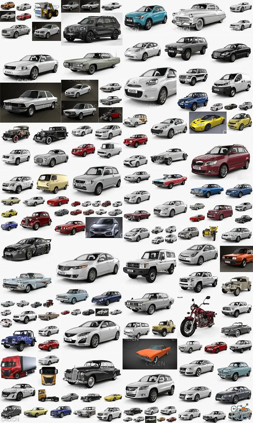 155辆2020年6月汽车交通工具3D模型分享合集 Car 3D Models Bundle June 2020