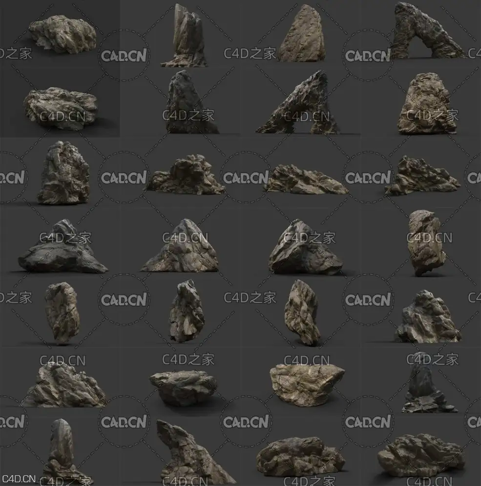 3套石头 岩石 石块 山石3D模型合集 Gumroad – 3D Rocks Collection Vol.1 – 3