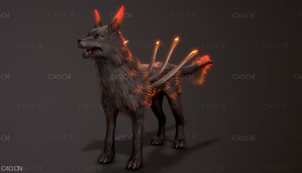 火狼C4D模型 Fire Wolf - C4D之家 - rd1.jpg