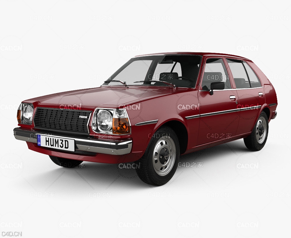 马自达老款两厢汽车C4D模型 Mazda 323 (Familia) 1978 3D model