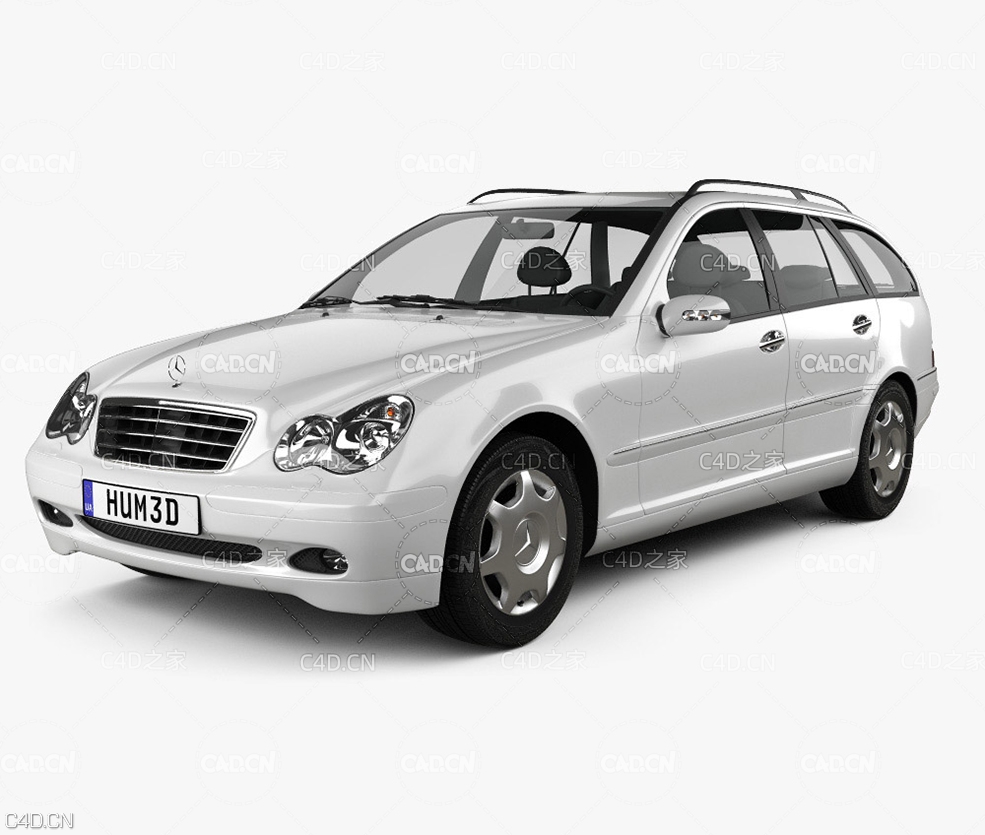 奔驰旅行版汽车C4D模型 Mercedes-Benz C-Class (W203) estate 2005 3D model