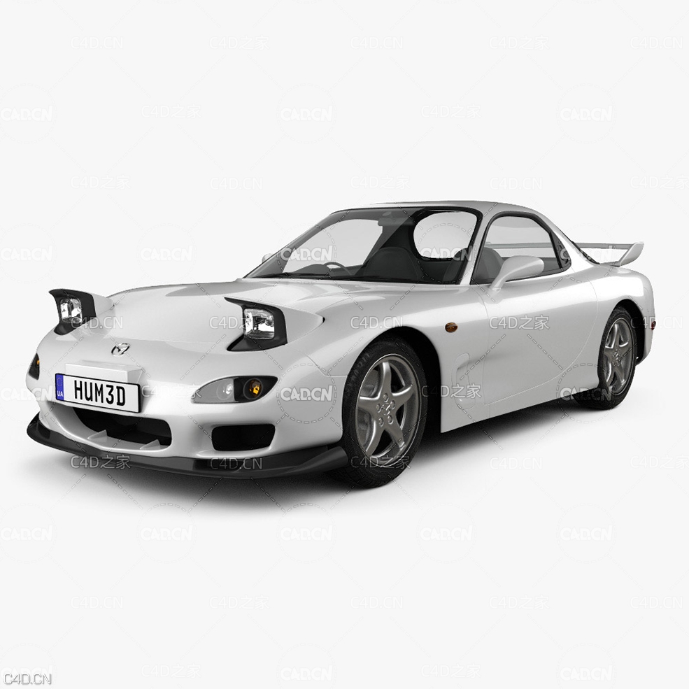 经典马自达RX-7转子跑车C4D模型 Mazda RX-7 1999 3D model