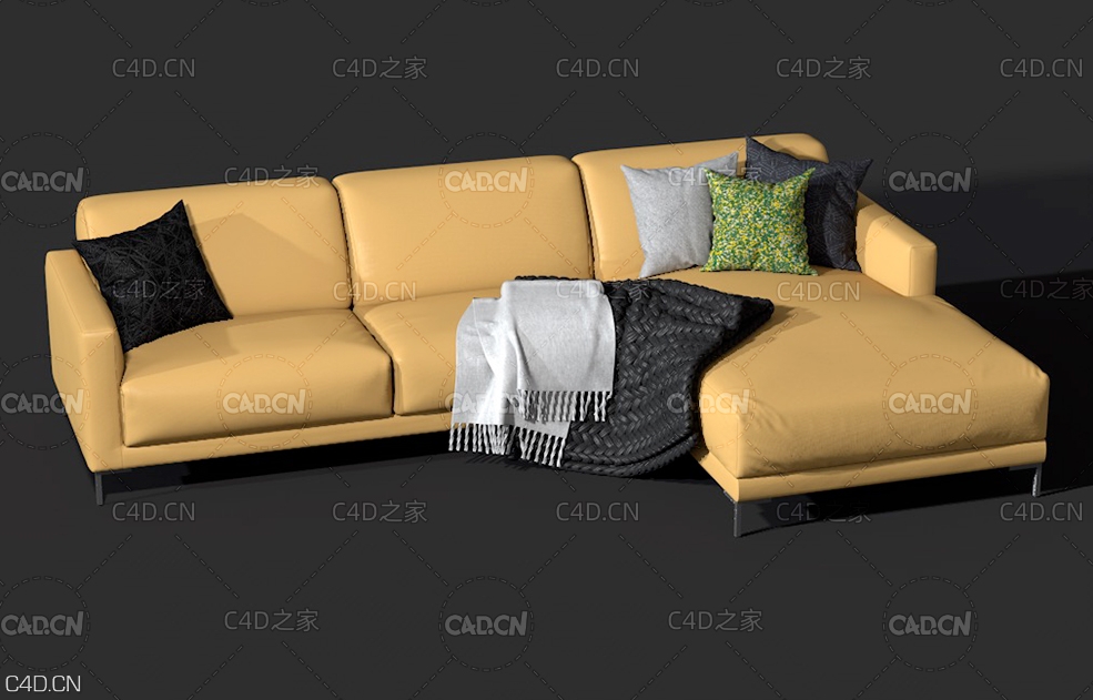 客厅沙发 转角沙发 自由组合沙发 现代客厅沙发3D模型Rolf benz Freistil 141 sofa set - C4D之家 - 1.jpg