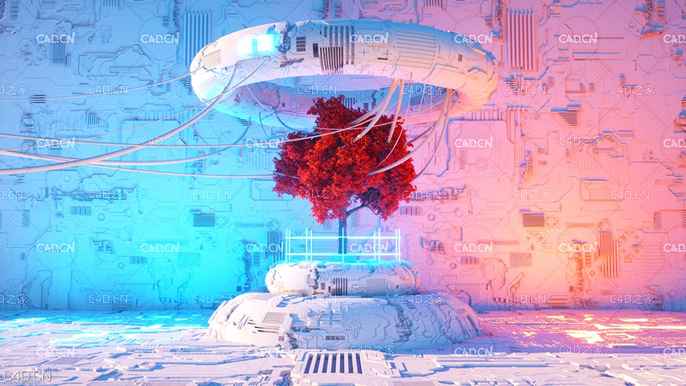 C4D使用Octane渲染器渲染科幻3D概念艺术场景教程（包含工程文件）