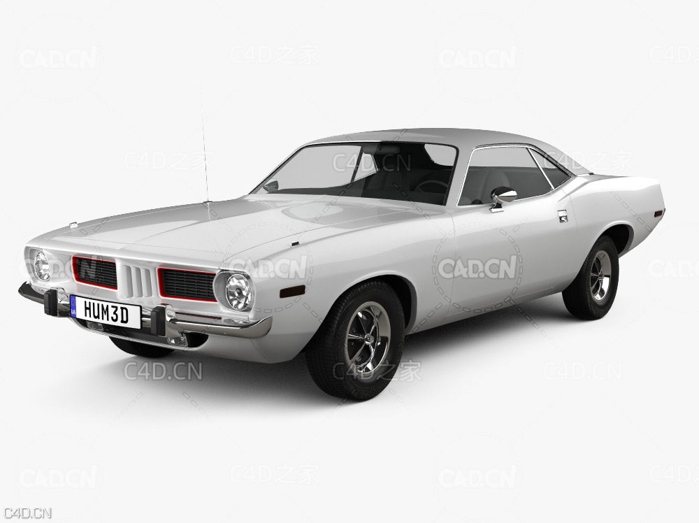 复古汽车：普利茅斯肌肉车C4D模型 Plymouth Barracuda hardtop 1974 3D model