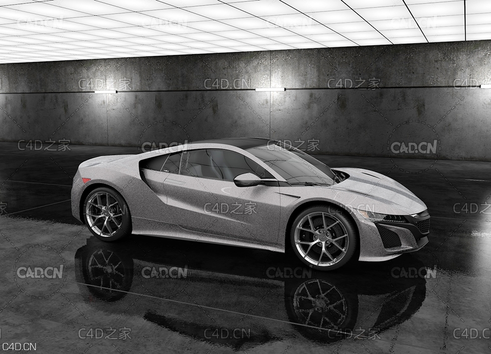 两门汽车 银灰色跑车C4D模型