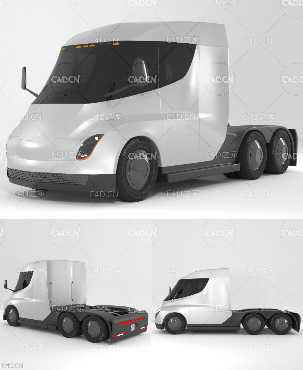 特斯拉电动重卡 特斯拉卡车 特斯拉电动卡车 Tesla semi truck - C4D之家 - 1.jpg
