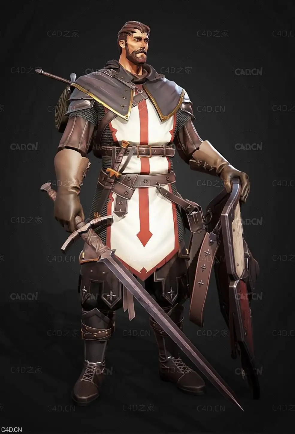 手拿长剑盾牌的中世纪骑士 Knight