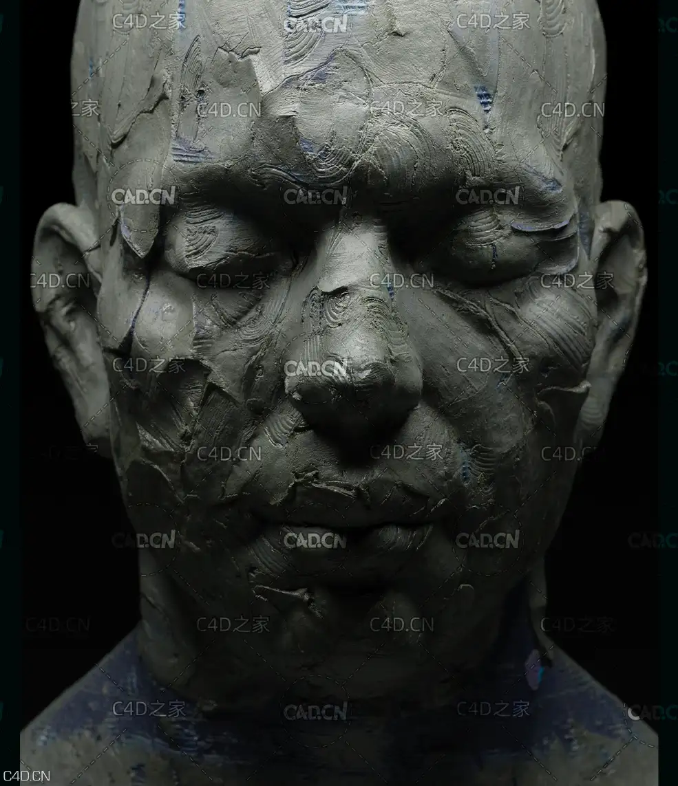 粘土材质贴图 雕塑贴图素材 Artstation – Realistic Clay Shaders by Jama Jurabaev - C4D之家 - Bust.jpg