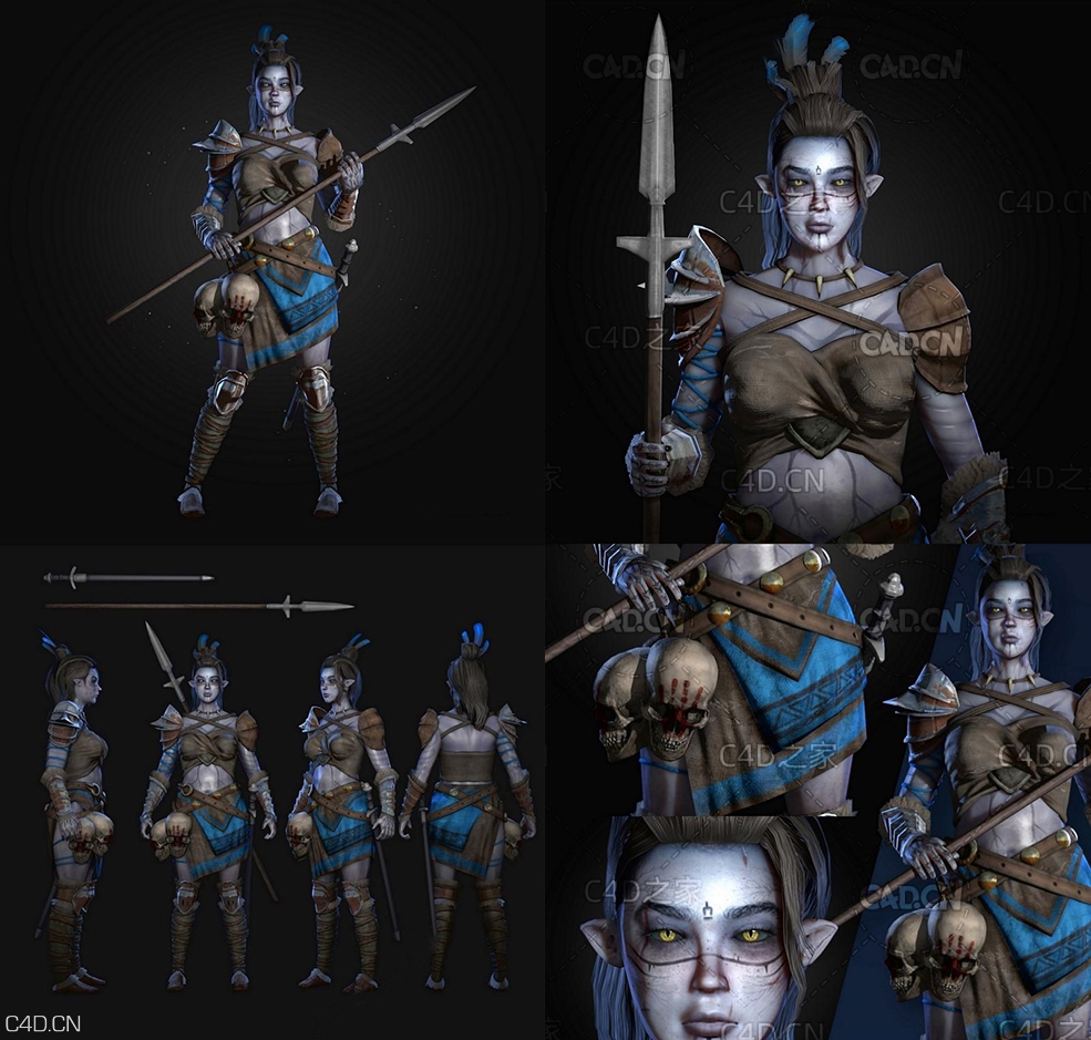 原始部落女战士 TRIBAL WARRIOR - C4D之家 - TRIBAL-WARRIOR.jpg