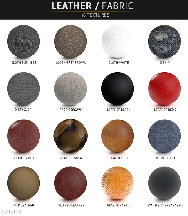 500+材质包 - C4D之家 - Fabric-Leather.jpg