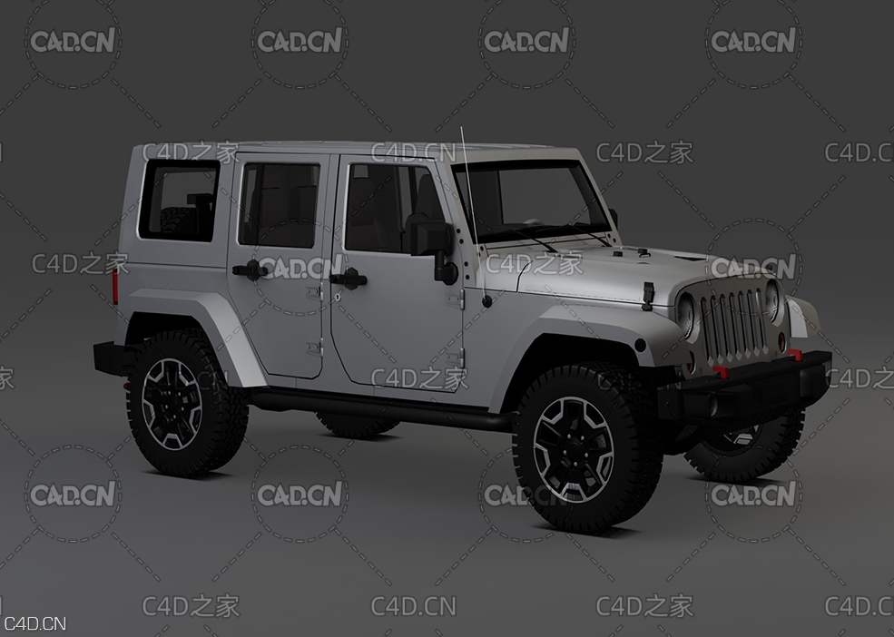 灰色越野车 吉普车C4D模型 vintage off-road model standard renderer Decors