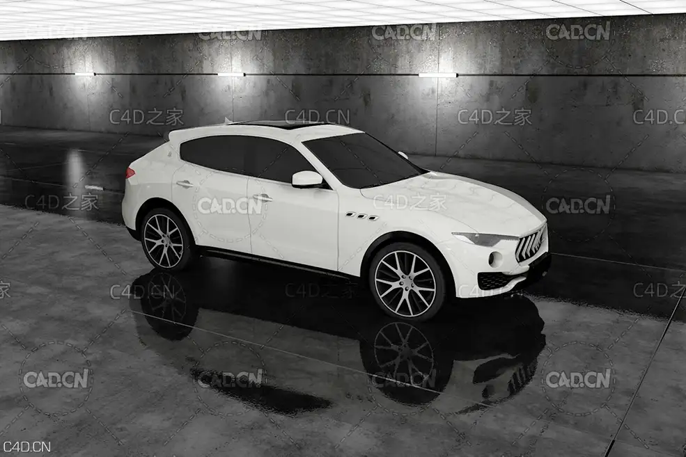 白色汽车 城市suv C4D模型 white compact off-road standard renderer Decors