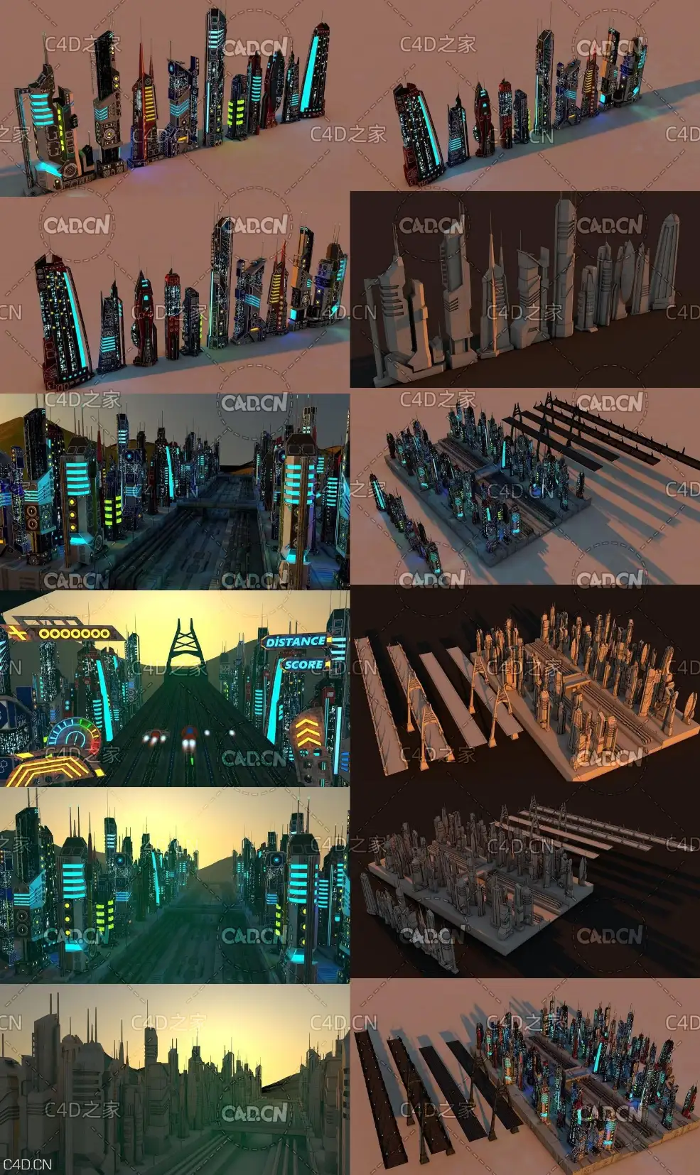 科幻城市建筑 城市夜景建筑 未来城市建筑C4D模型 SCI FI FUTURISTIC CITY Package - C4D之家 - SCI-FI-FUTURISTIC-CITY-Package.jpg