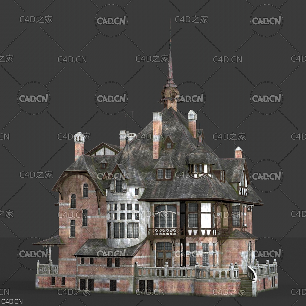 破旧的庄园城堡建筑 Old Manor - C4D之家 - Old-Manor.jpg