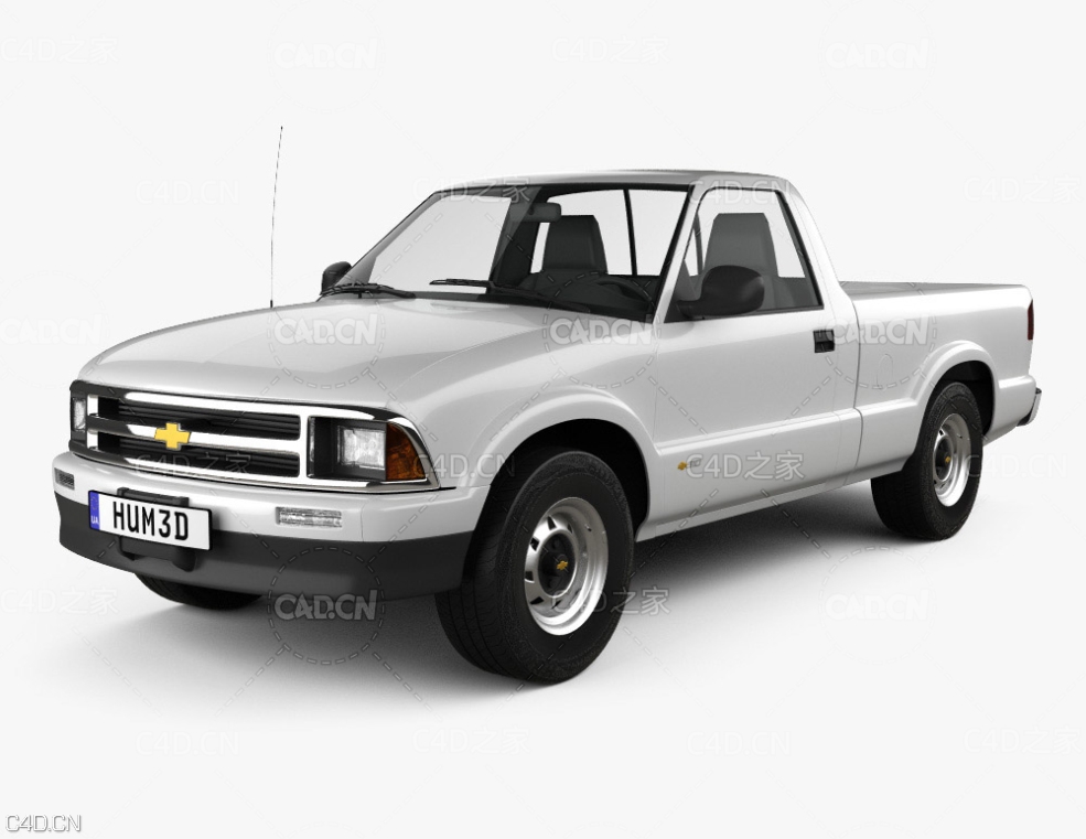 雪佛兰S10皮卡汽车 Chevrolet S10 Single Cab Standart Bed 1994 3D model