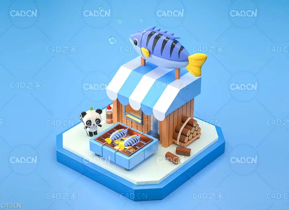 C4D卡通烤鱼店建模视频教程 - C4D之家 - 419ea66889b034f4aa21236ea610418d4eff9c4a.jpg