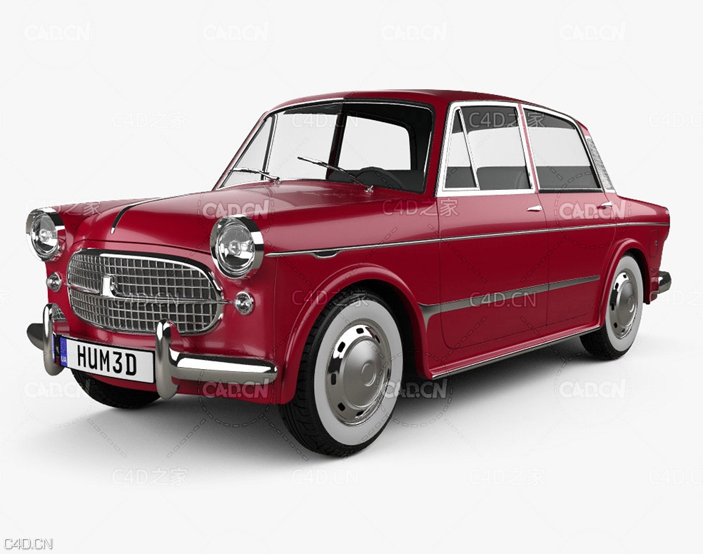 1957款菲亚特古董汽车 Fiat 1200 Granluce 1957 3D model