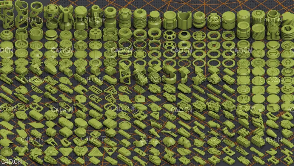 320个科技军事武器部件零件3D模型 Mega Pack KITBASH 320 DETAILS by Oleg Ushenok - C4D之家 - Cover_11.jpg