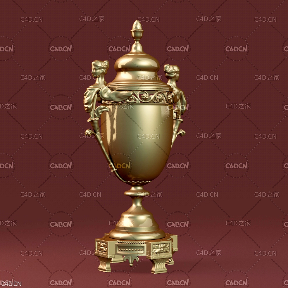 金色奖杯3D模型 Vase