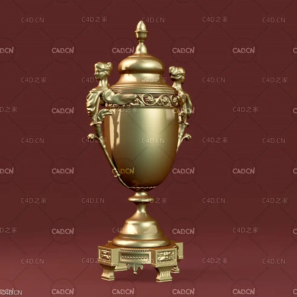 金色奖杯3D模型 Vase