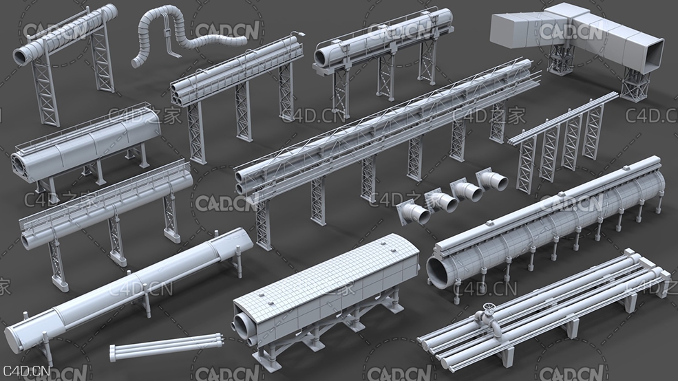 15个工业管道C4D模型 Artstation - Industrial Pipes - 15 pieces by Armen Manukyan