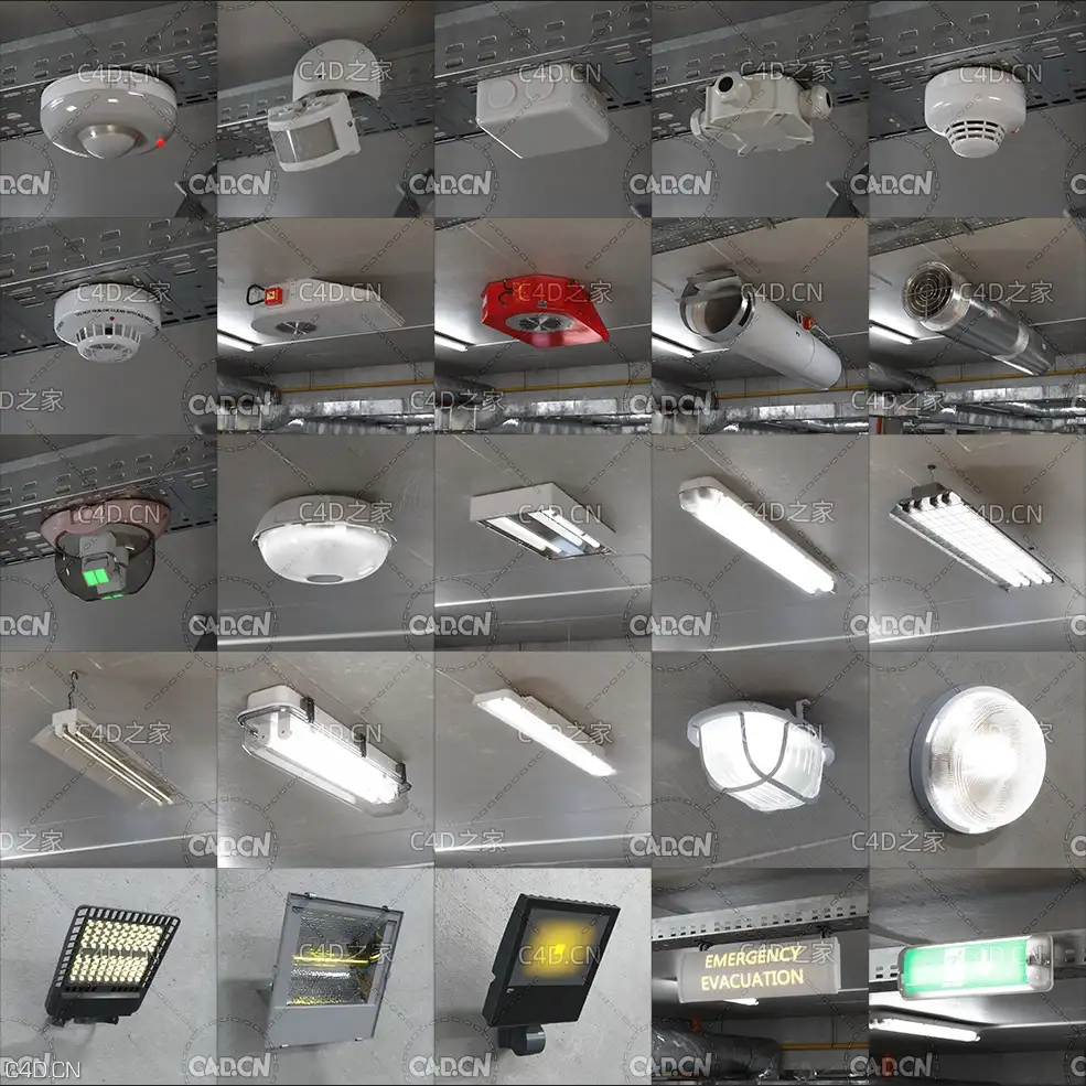 66个地下库灯消防栓电箱警报器摄像头管道3D模型 Evermotion – Archmodels Vol.218 - C4D之家 - 未命名-1.jpg