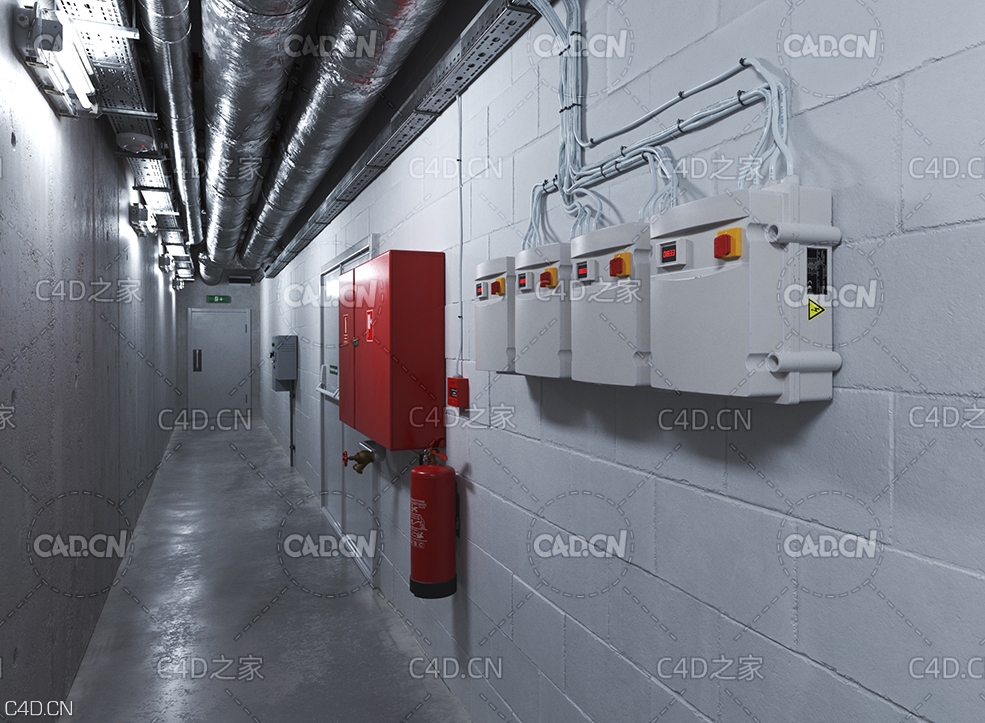 地下室管道走廊3D模型 basement