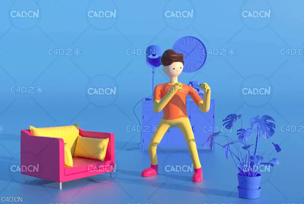C4D卡通人物建模绑定制作过程（含工程文件）