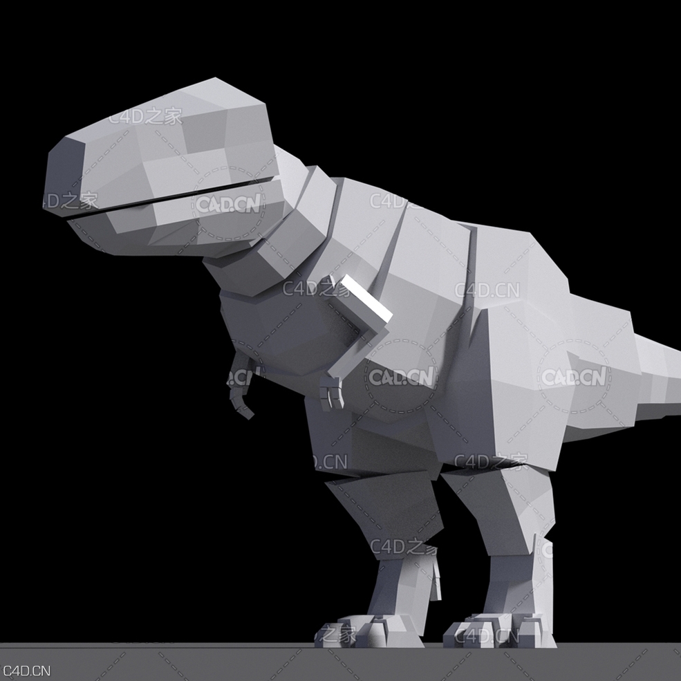 低面多边形恐龙 霸王龙C4D模型 dinosaur