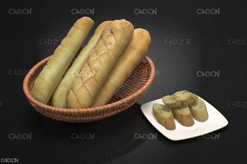 长棍面包 法棍面包C4D模型 Bread - C4D之家 - AM224_004.jpg
