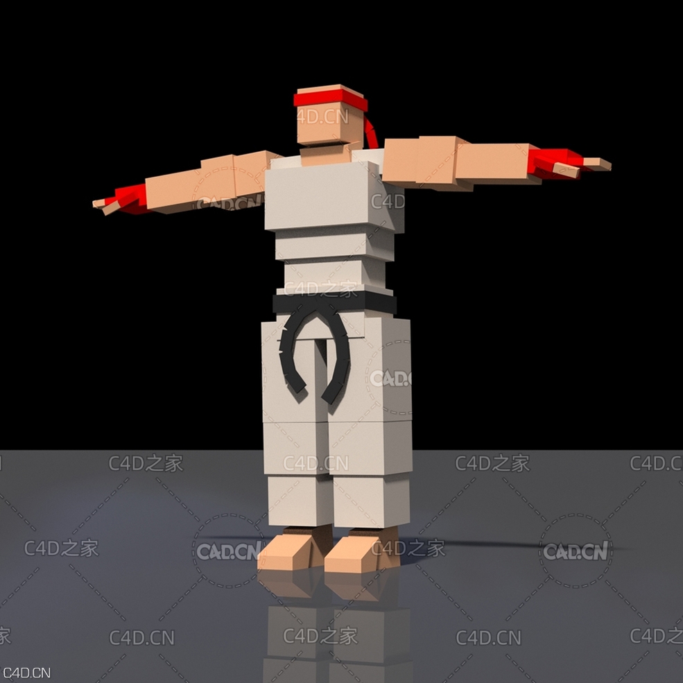 像素方块卡通人物跆拳道 武士 Jaego - C4D之家 - v11.jpg