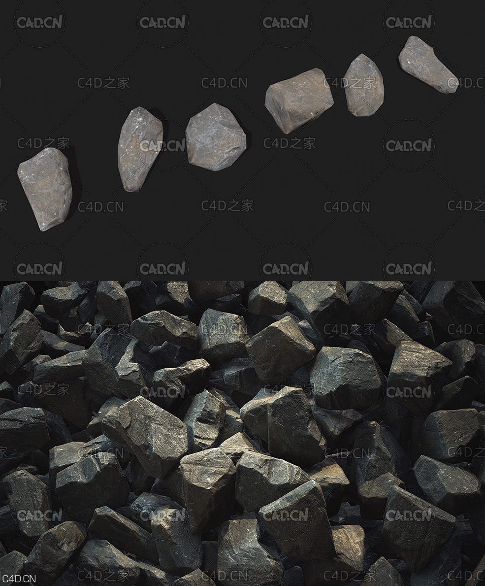 低面多边形石头 石块 Low-poly rocks