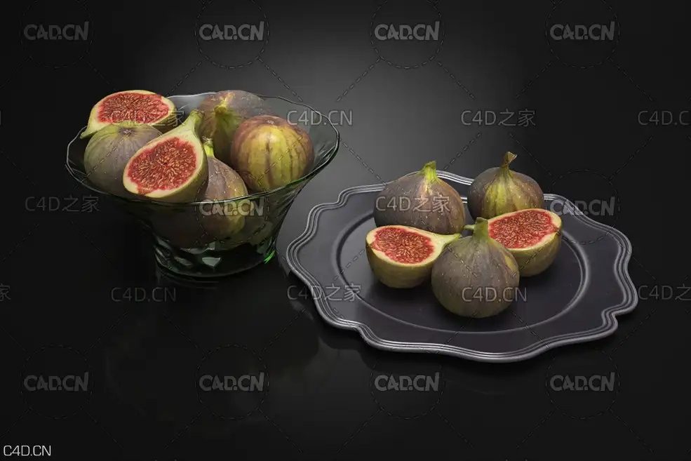 玻璃器皿中的无花果 成熟的无花果 Figs - C4D之家 - AM224_010.jpg