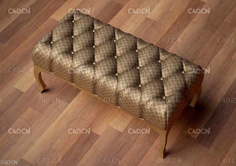 C4D布料包裹的凳子凹陷建模视频教程 Cinema 4d Capitone - C4D之家 - 1.jpg