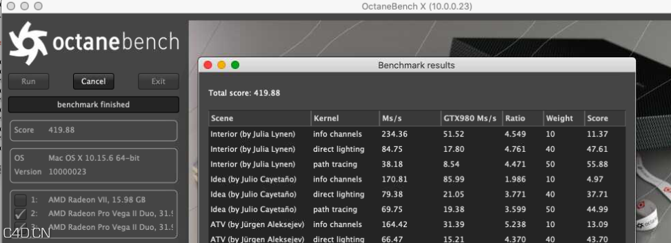苹果版Octane渲染器发布了！Octane X支持多达400个GPU，适用于macOS Catalina - C4D之家 - O1CN01x1TkLs21V0iIkY6jN_!!3305106989.png