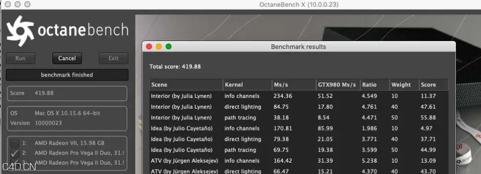 苹果版Octane渲染器发布了！Octane X支持多达400个GPU，适用于macOS Catalina - C4D之家 - O1CN01x1TkLs21V0iIkY6jN_!!3305106989.png