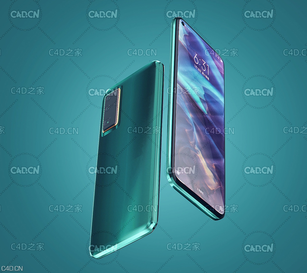 c4d oc华为荣耀30手机建模渲染教程