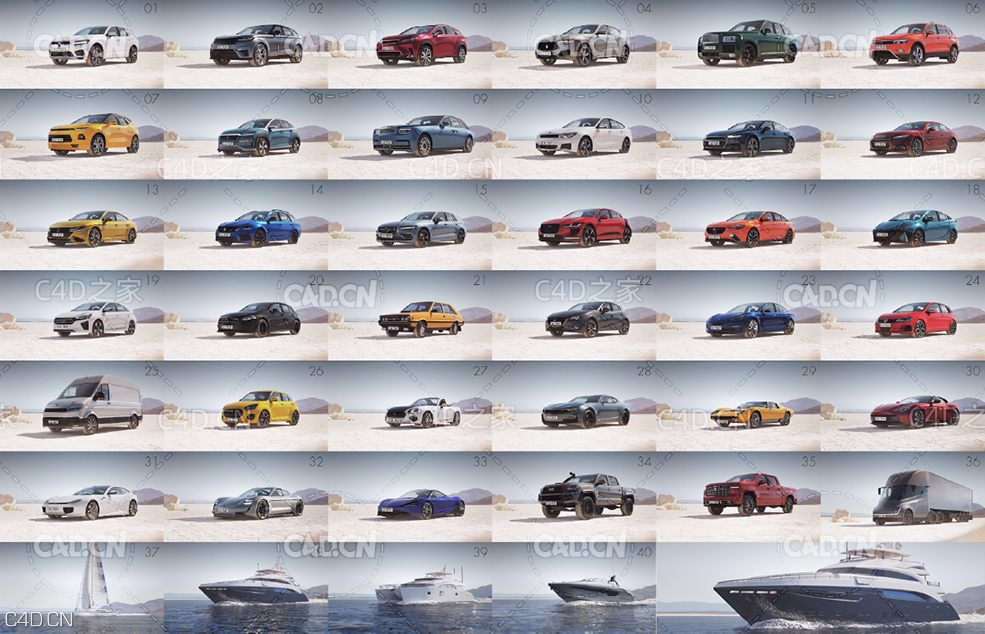 40辆交通工具3d模型汽车 游艇 Viz People 3D TRAFFIC v3
