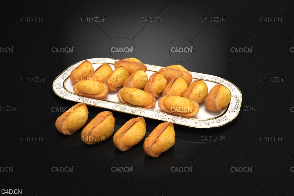 盘子中的蛋糕零食 食品食物 曲奇饼 鸡蛋糕 Cookies - C4D之家 - AM224_037.jpg