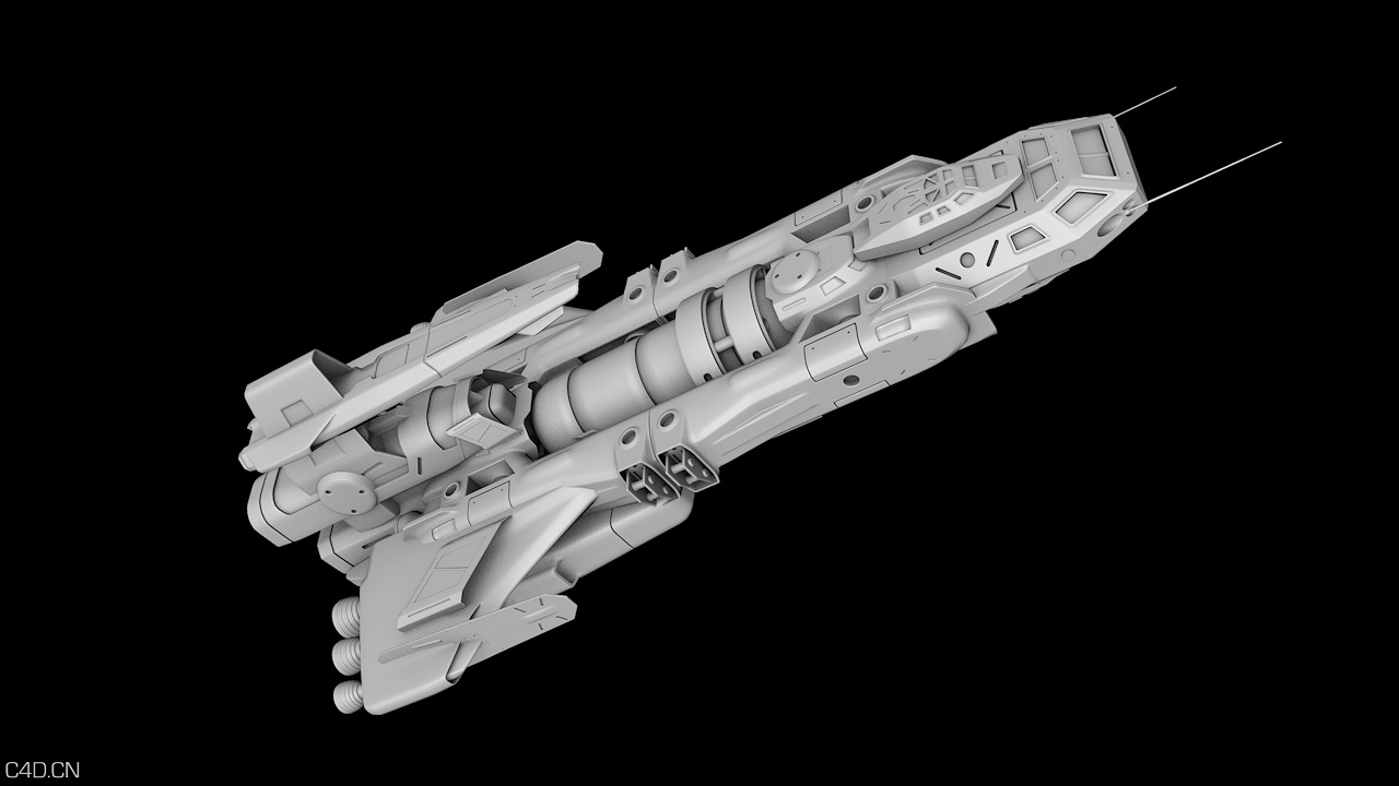 星际飞船 - C4D之家 - 飞船白模2.jpg