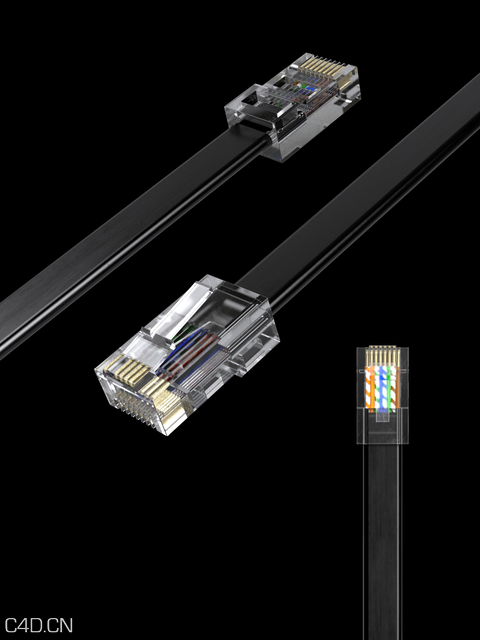 网线 插头 Ethernet Plug 绑定生长动画 - C4D之家 - image.png