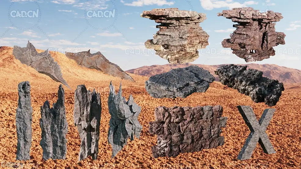 12块高精度石头3D模型 ROCKS（obj）