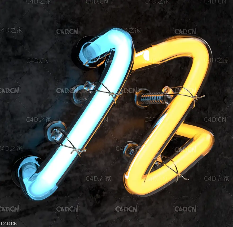 霓虹灯管文字图形C4D模型预设 Neon Redshift v2.80 For Cinema 4D R17-S22 + 使用教程