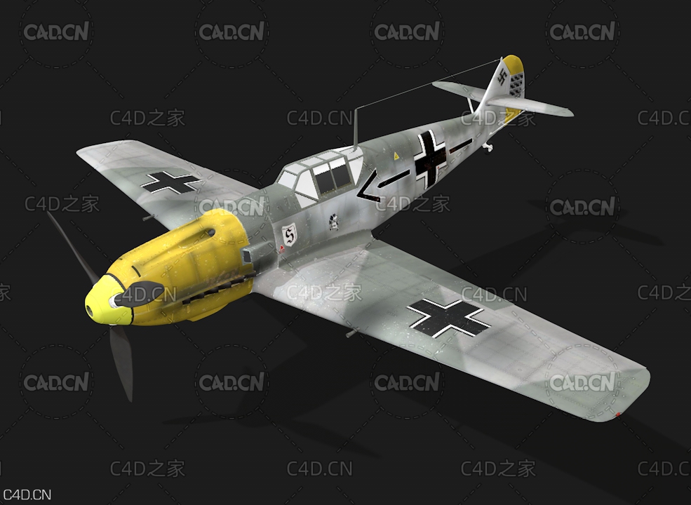 二战德国me109轰炸机 Me109e von Galland - C4D之家 - C4D.jpg